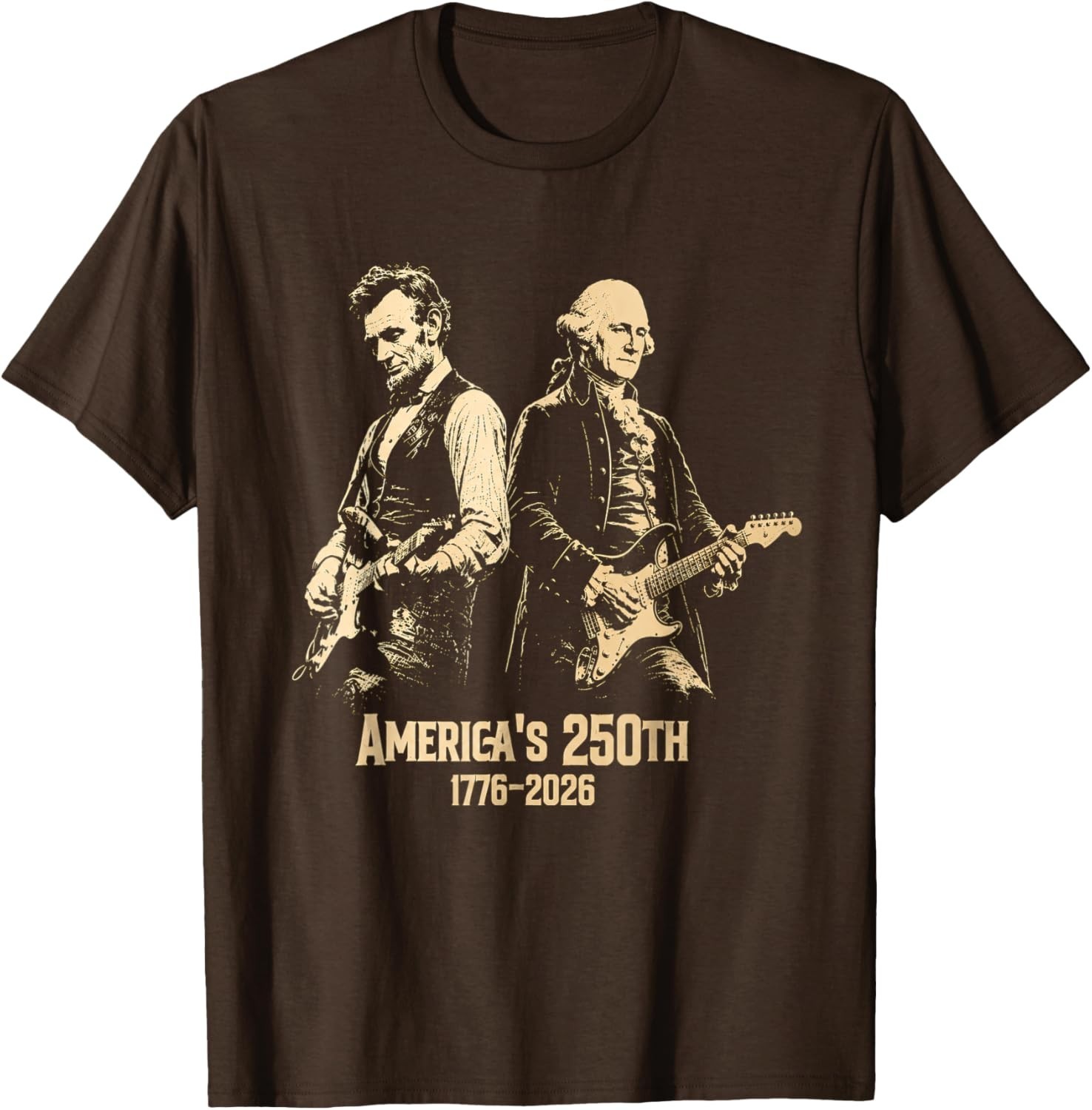 George Washington Lincoln Playing Guitar Abe Lincoln 250th T-Shirt gallery