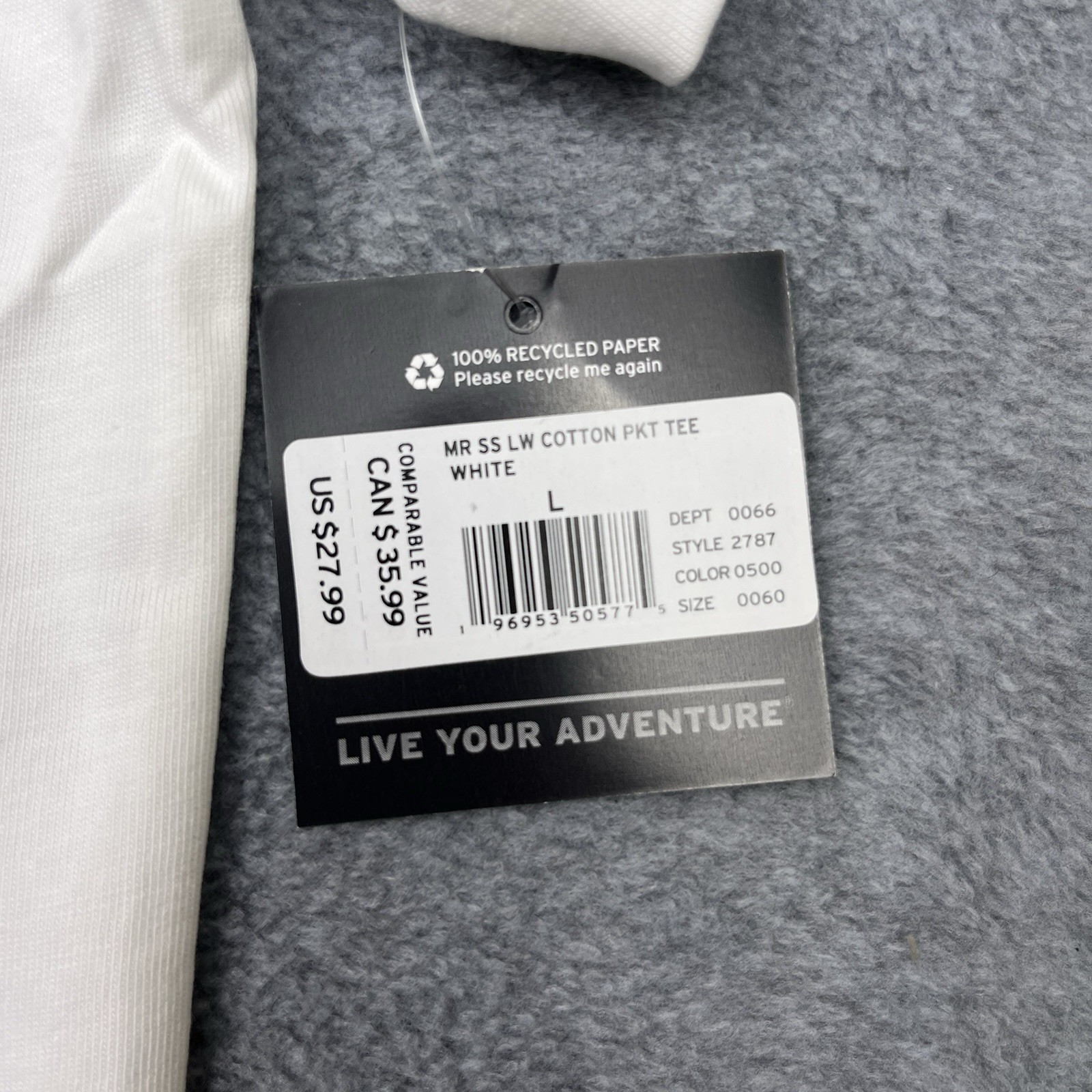 NWT Eddie Bauer Men's Large T-Shirt Pocket White Crewneck Short Sleeve gallery