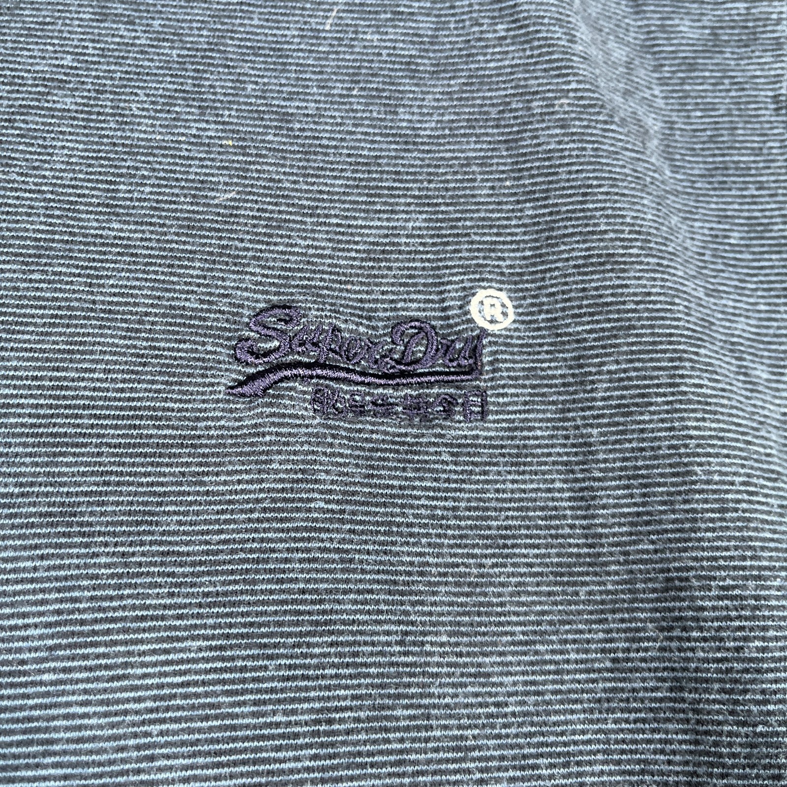 Superdry T Shirt Large Blue Striped Casual Crew Neck Embroidered Logo gallery