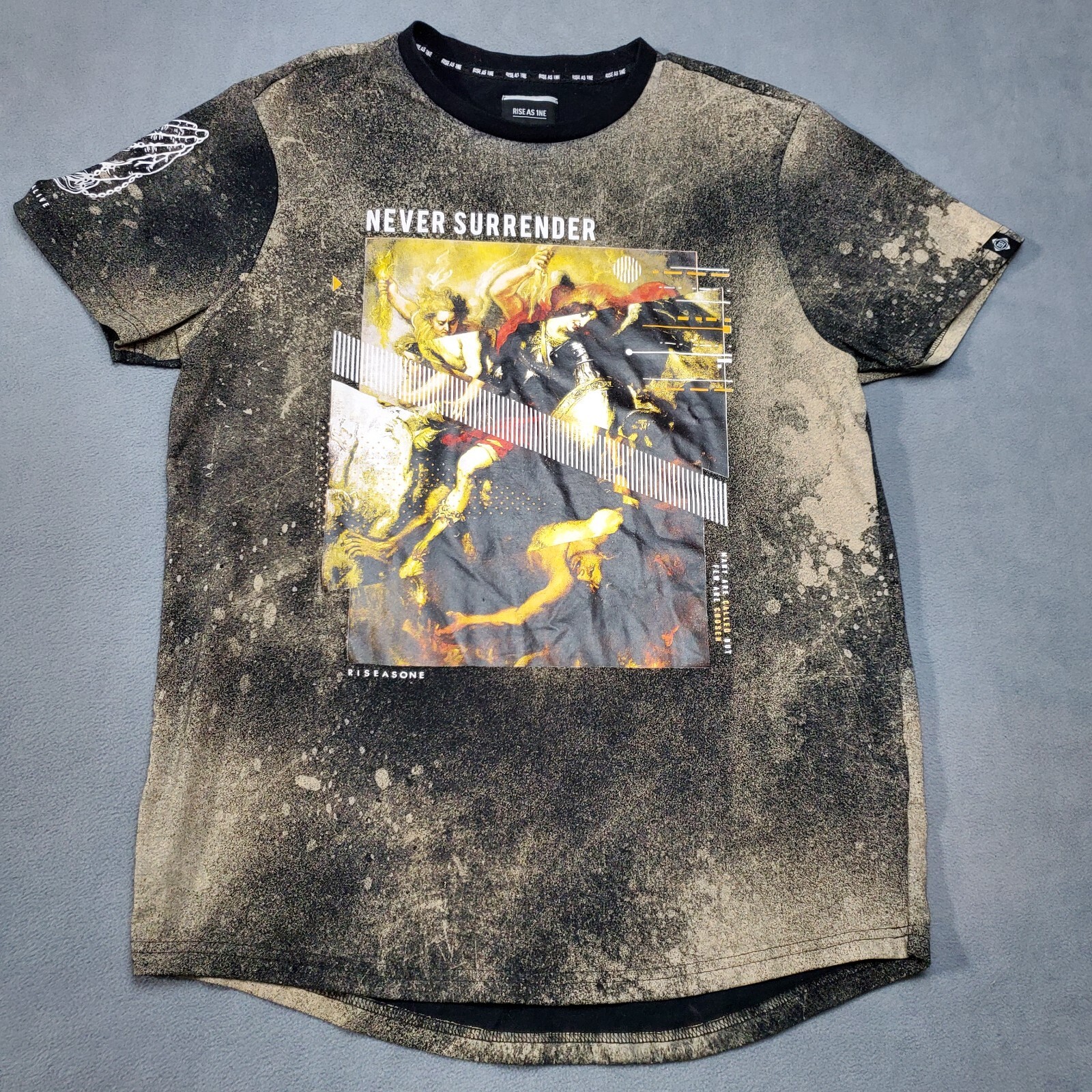 Rise As 1ne Shirt Mens Black Bleach Wash Kanye Yeezy Crewneck Never Surrender gallery