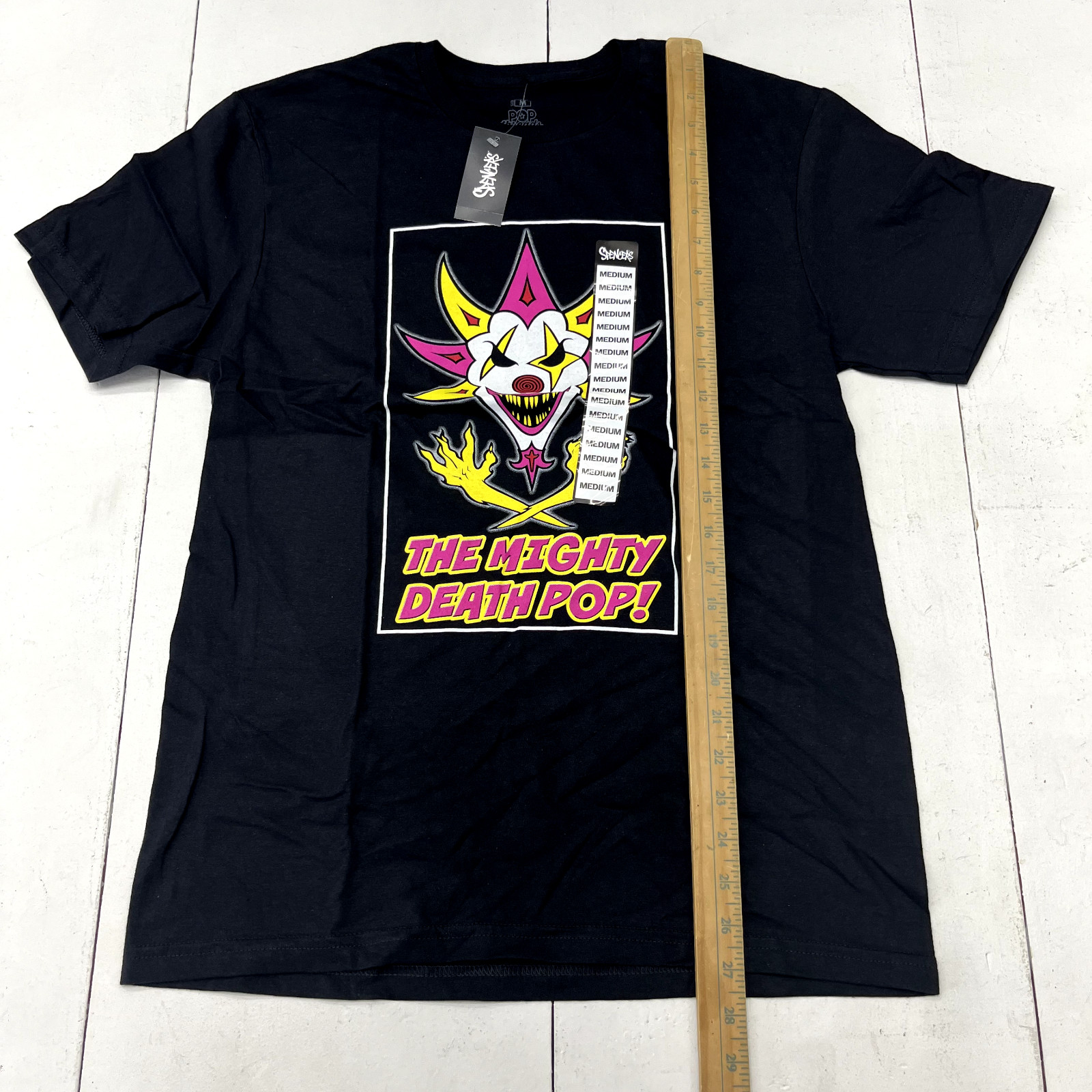 Pop Threads Black "The Mighty Death" Graphic Tee Adult Size Medium Spencers gallery