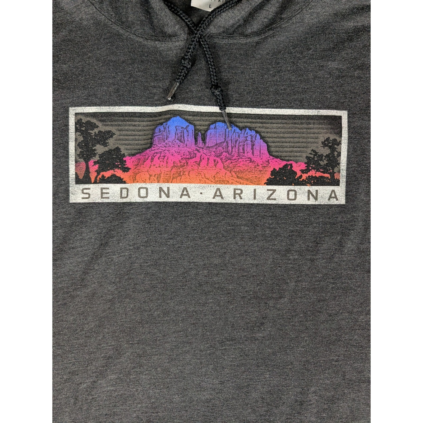 Prairie Mountain Sedona Arizona Sunset Graphic Long Sleeve Hooded T-Shirt Gray gallery