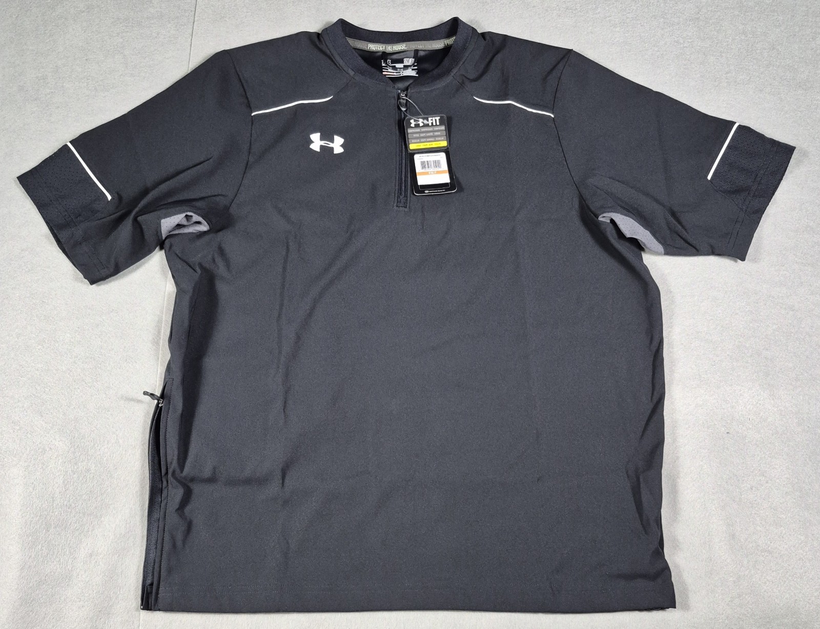 Under Armour Mens Size Small Allseason 3/4 zip Black Short Sleeve Windshirt gallery