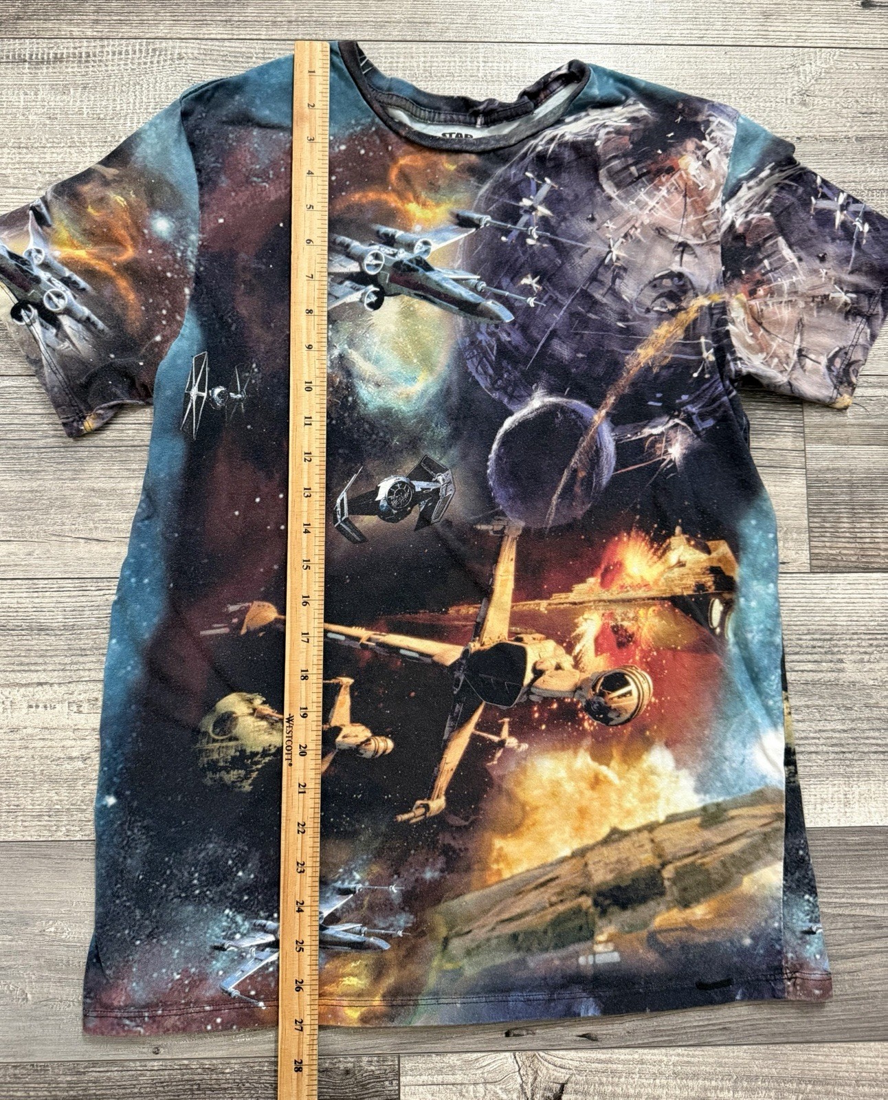 Star Wars x On the Byas Shirt Mens Large All Over AOP Death Star X Wing Falcon gallery