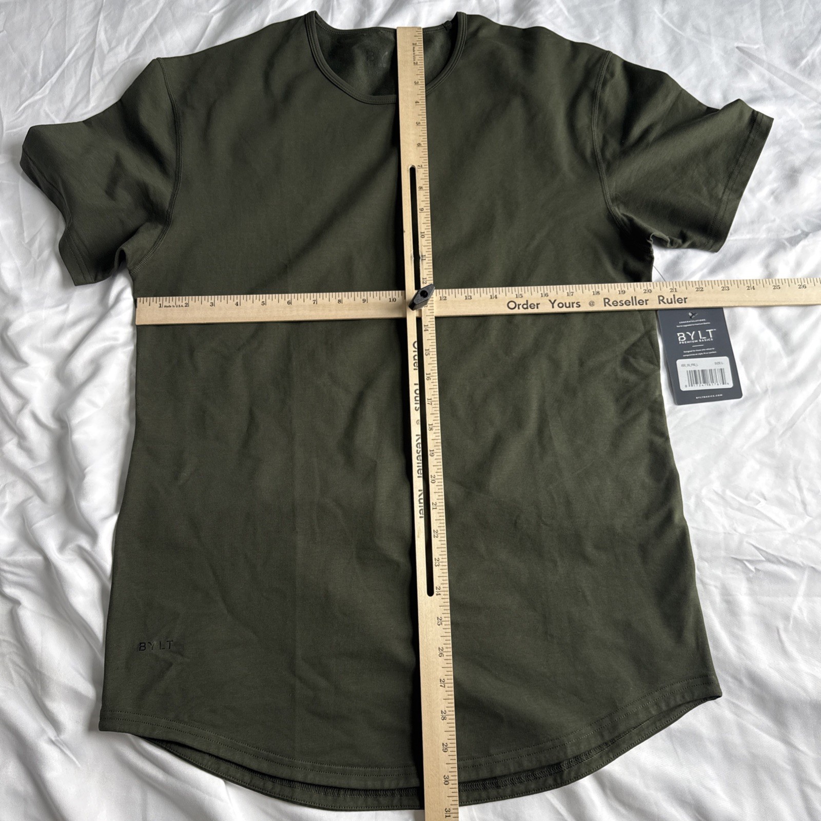 BYLT Drop Cut Lux T-Shirt Men's Large Dark Green Short Sleeve Performance - NWT gallery