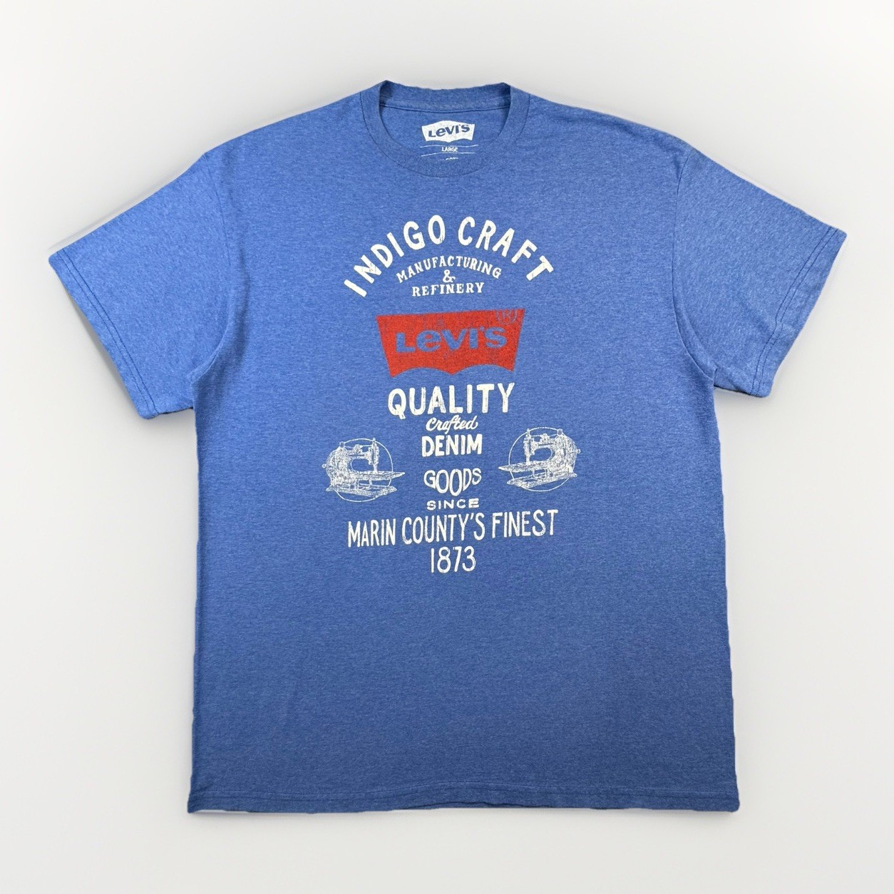 Levis Indigo Craft Graphic T Shirt Mens Large Blue Logo Casual Tee -602 gallery