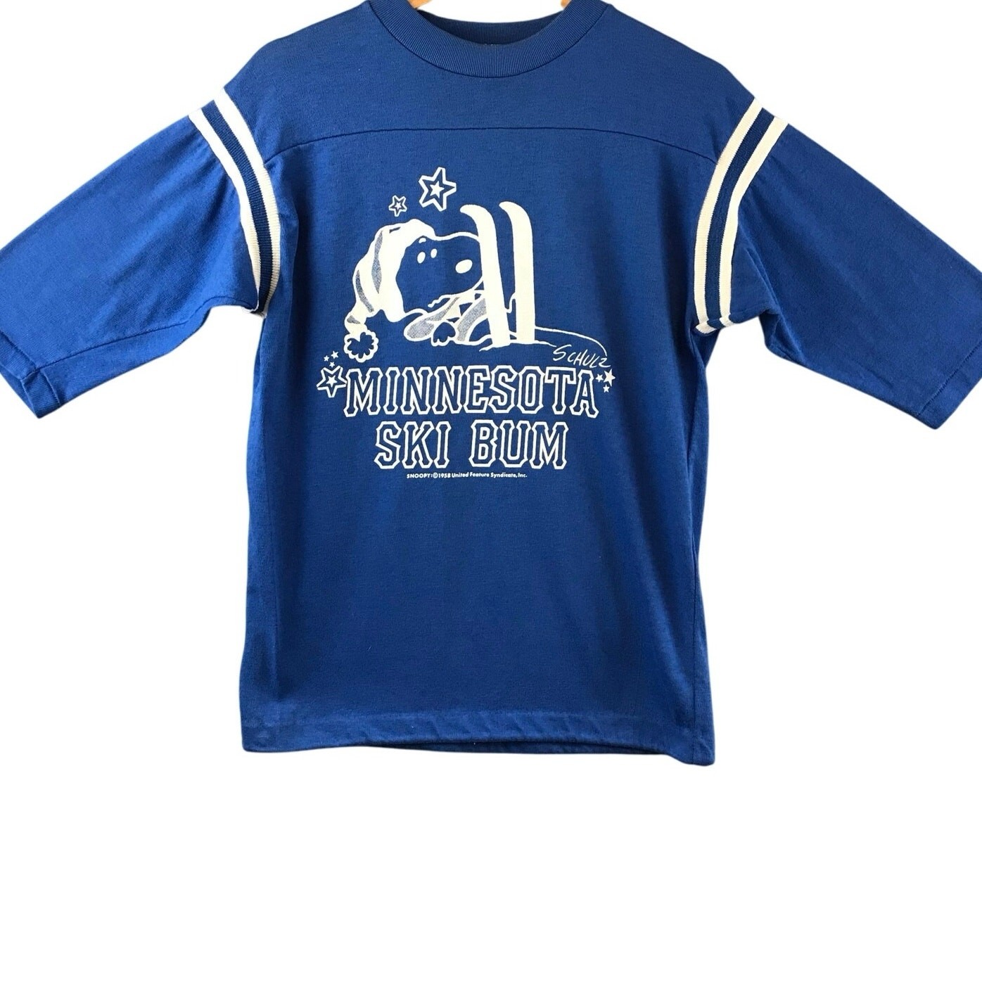 Vintage 1958 Snoopy 'Ski Bum' Minnesota Baseball T-Shirt size M gallery