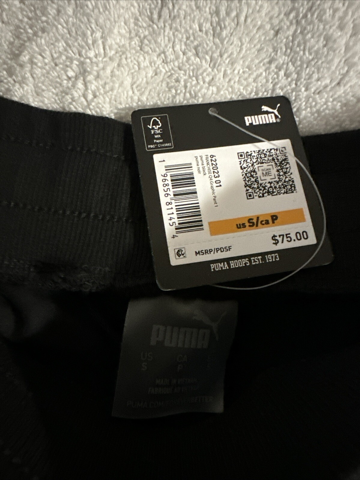 Puma Hoops Franchise Drawstring Sweatpants Mens Black Casual Tops 62202301 SZ S gallery