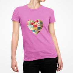 Faux Patchwork Quilted Heart T-Shirt | Patch Heart Tee