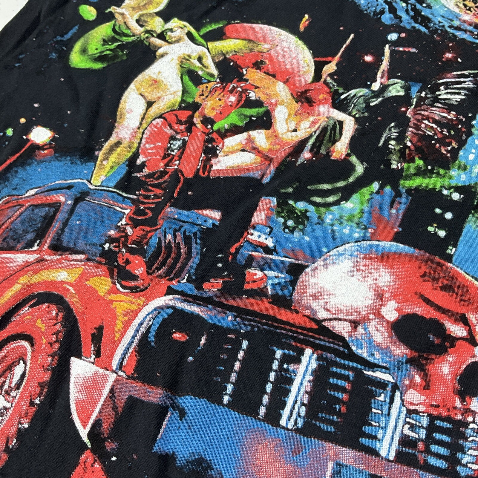 Juice Wrld x Vlone Shirt Men S Cosmic Racer Galaxy Print Double Sided Crewneck gallery