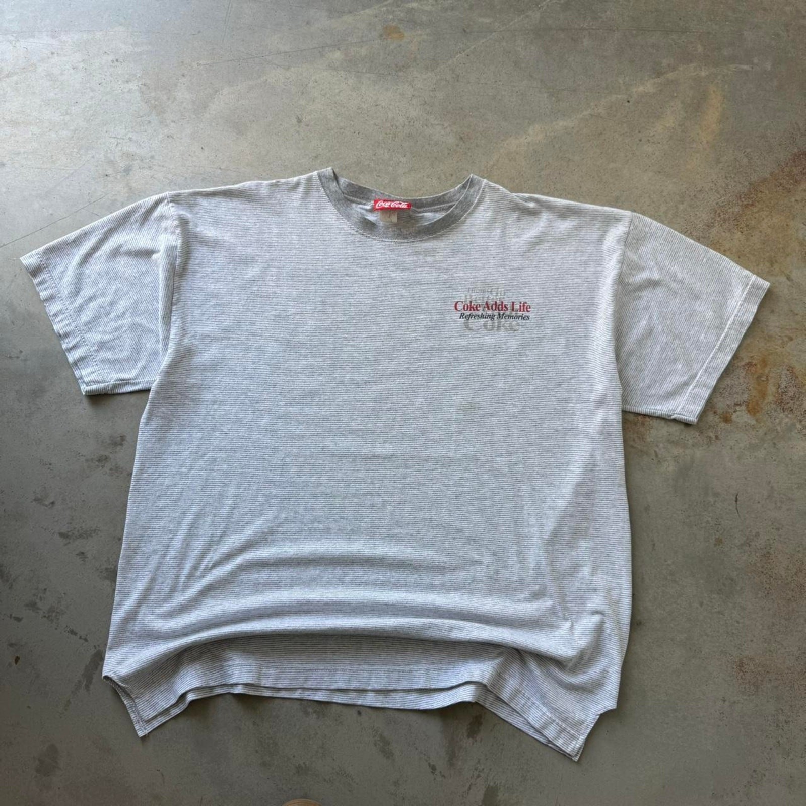 Vintage 90’s Coca-Cola Coke Promo Classic Retro Striped Graphic T-shirt Size XL