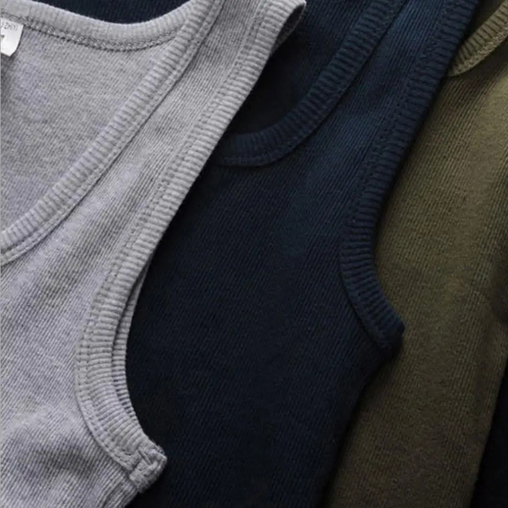 3pcs/Lot Cotton Sleeveless T-shirt Men's And Women's Solid Color Casual gallery