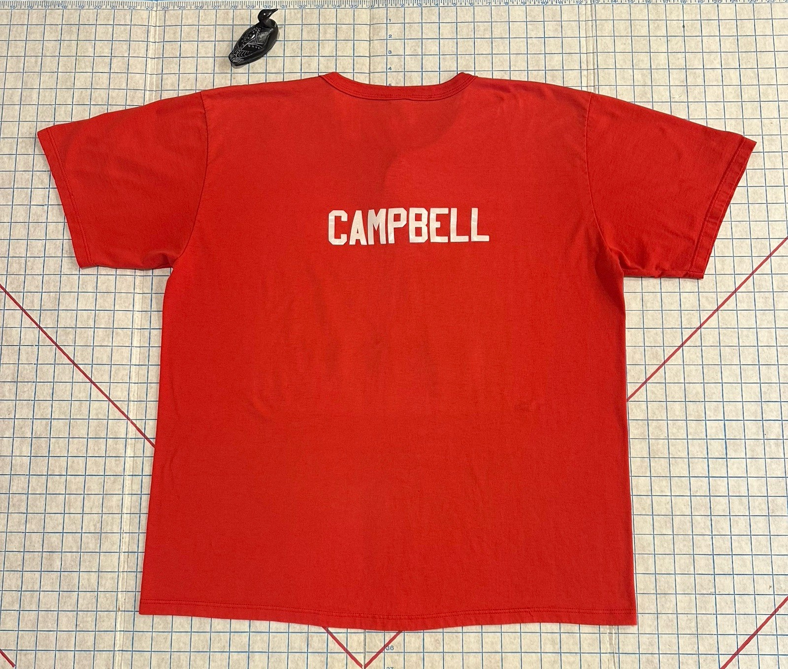 Vintage Russell Athletic Henley T-Shirt 90s USA Baseball Distressed RedBoxy Fit