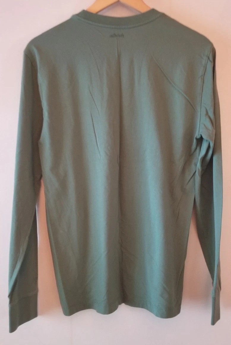 Allbirds Mens Organic Cotton Long Sleeve T-Shirt Hazy Cargo Green Small Eco Tee gallery