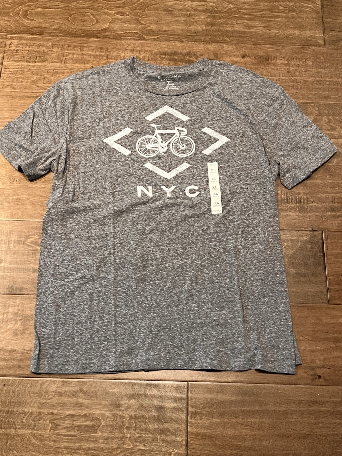 Sonoma Lifestyle Men’s Bicycle NYC Gray Short Sleeve T-Shirt Size XL New