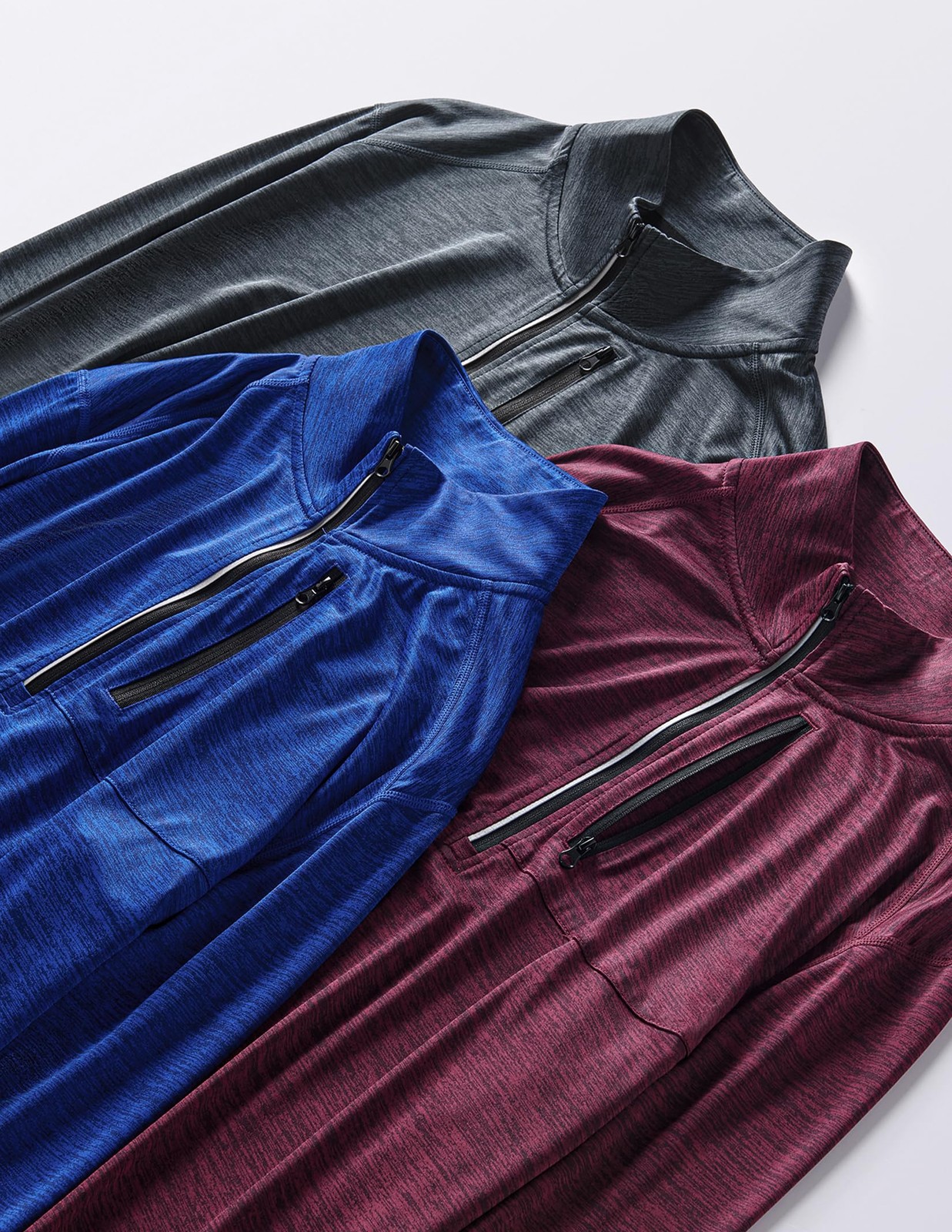 3-Pack Men’s Quarter-Zip Pullover – Lightweight Long Sleeve Athletic Jackets,... gallery