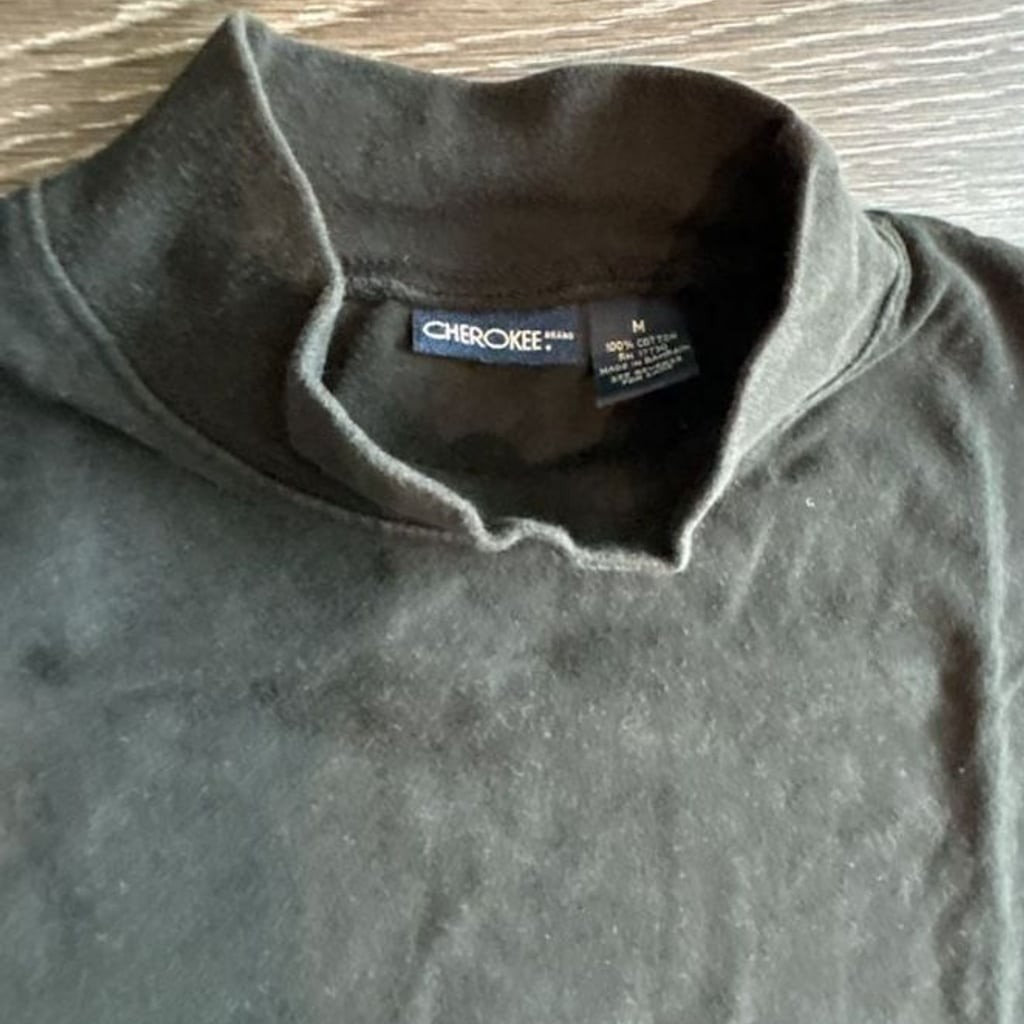 Cherokee Brand Men’s Black Long Sleeve Mock Neck Turtleneck Shirt