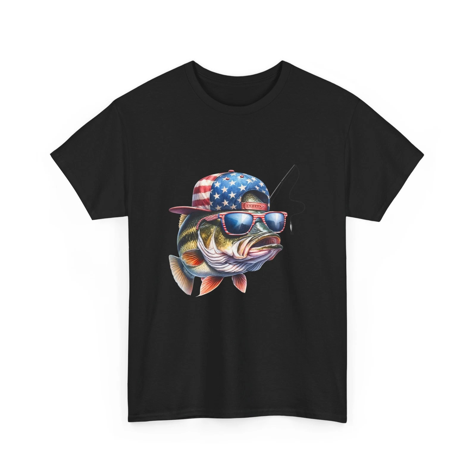 Fishing Shirt, Fish American Flag Fishing Rod Fisherman Funny Shirt