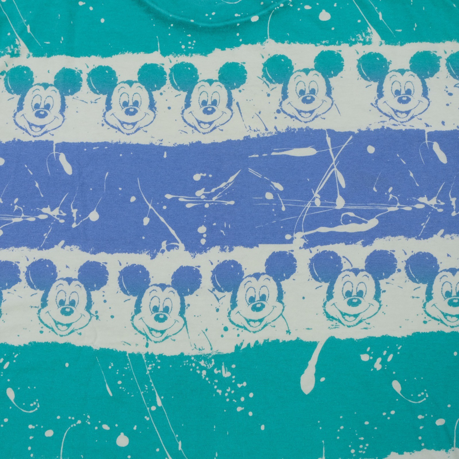 Rare VTG DISNEY Mickey Mouse Splatter Stripe All Over Print T Shirt 90s AOP OSFA gallery