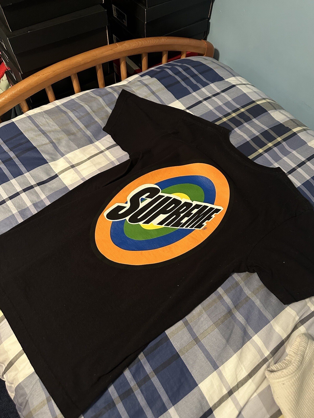 Size Medium - Men’s Supreme SS16 Spin Logo Black Shirt Tide Laundry Shout gallery