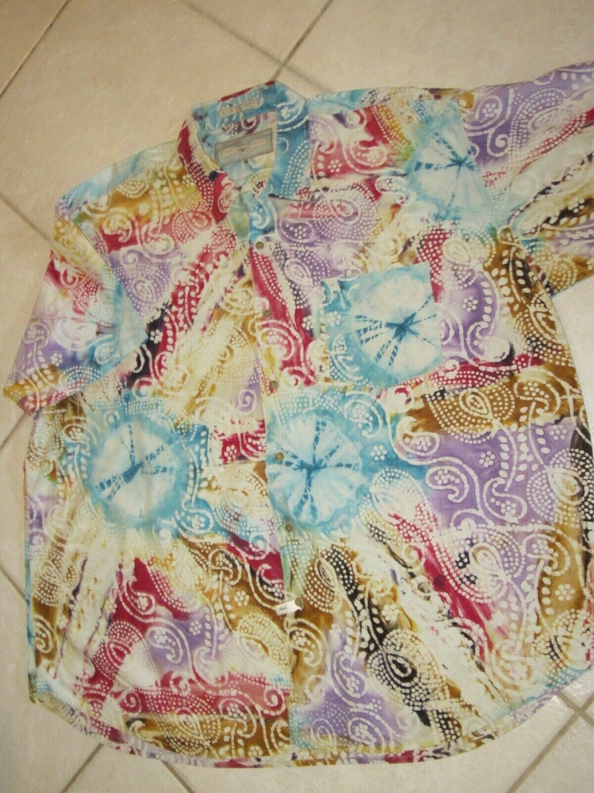UNIQUE MENS 3XL CHEST 60 LENGTH 34 GEOMETRIC HIPPIE PRINT AMERICAN TERRAIN gallery