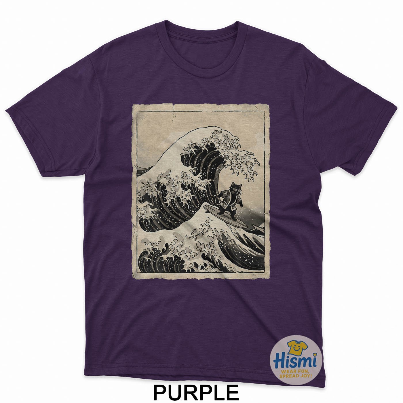 Funny Cat Surfing Japanese Art Kitten Anime Graphic Vintage T-Shirt gallery