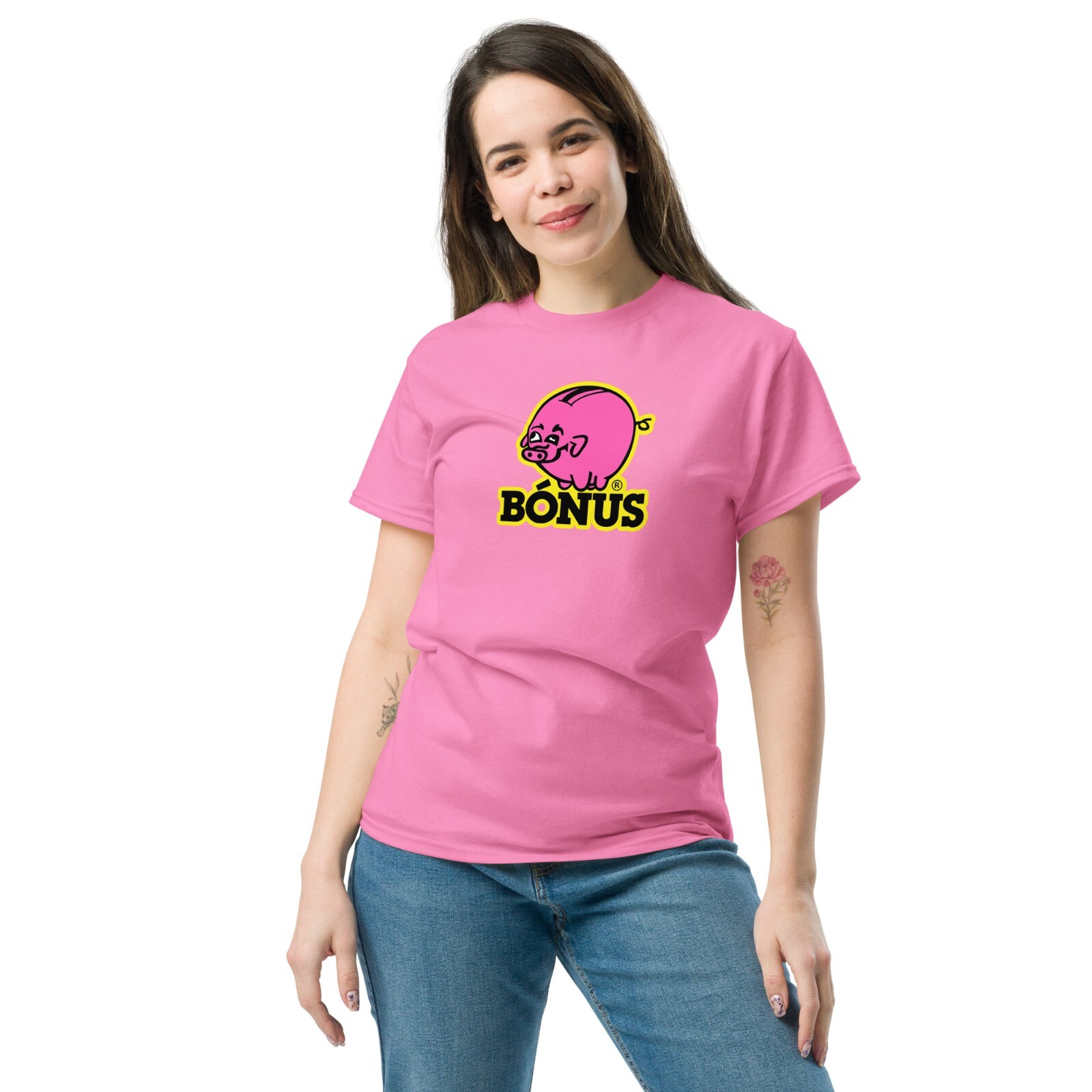 Bonus Iceland Supermarket Pink Piggy Bank Logo T-Shirt Bonus Iceland Tee gallery
