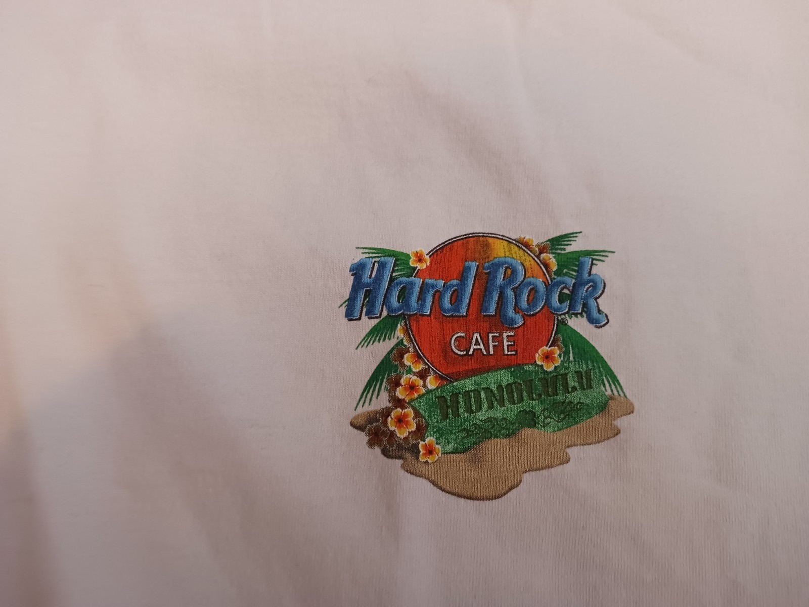 Vintage Hard Rock Cafe Honolulu Heavy Tee T Shirt Size L White Surfboard 90s gallery