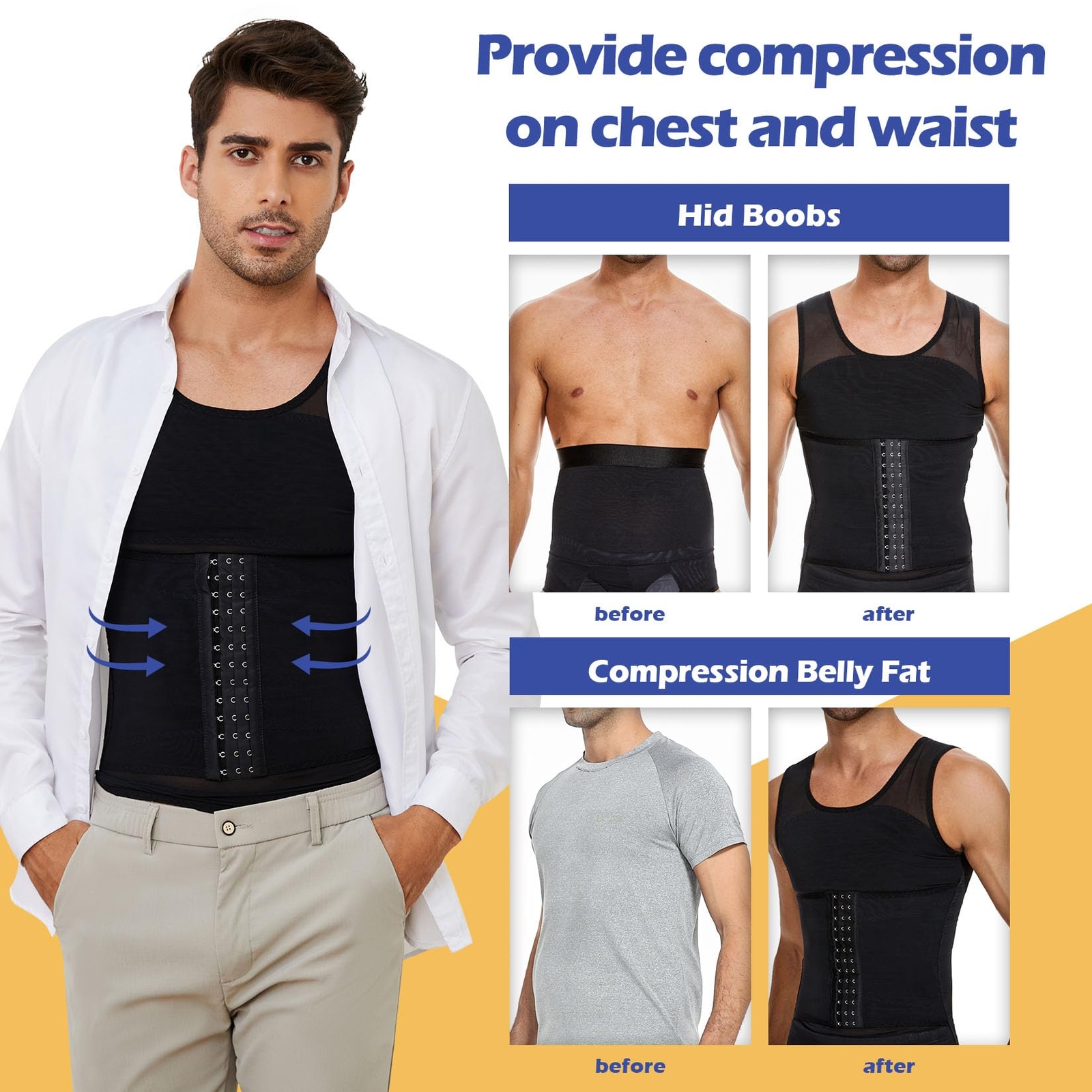Men Compression Shirts Body shaper Tummy Control Underwear Slimming Girdle US gallery