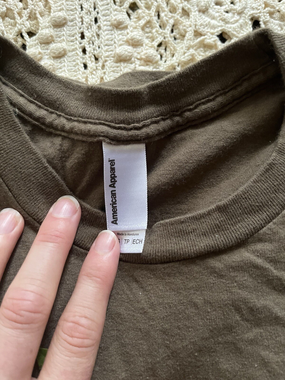 American Apparel Basic Brown T Shirt Scoop Neck Size XS gallery