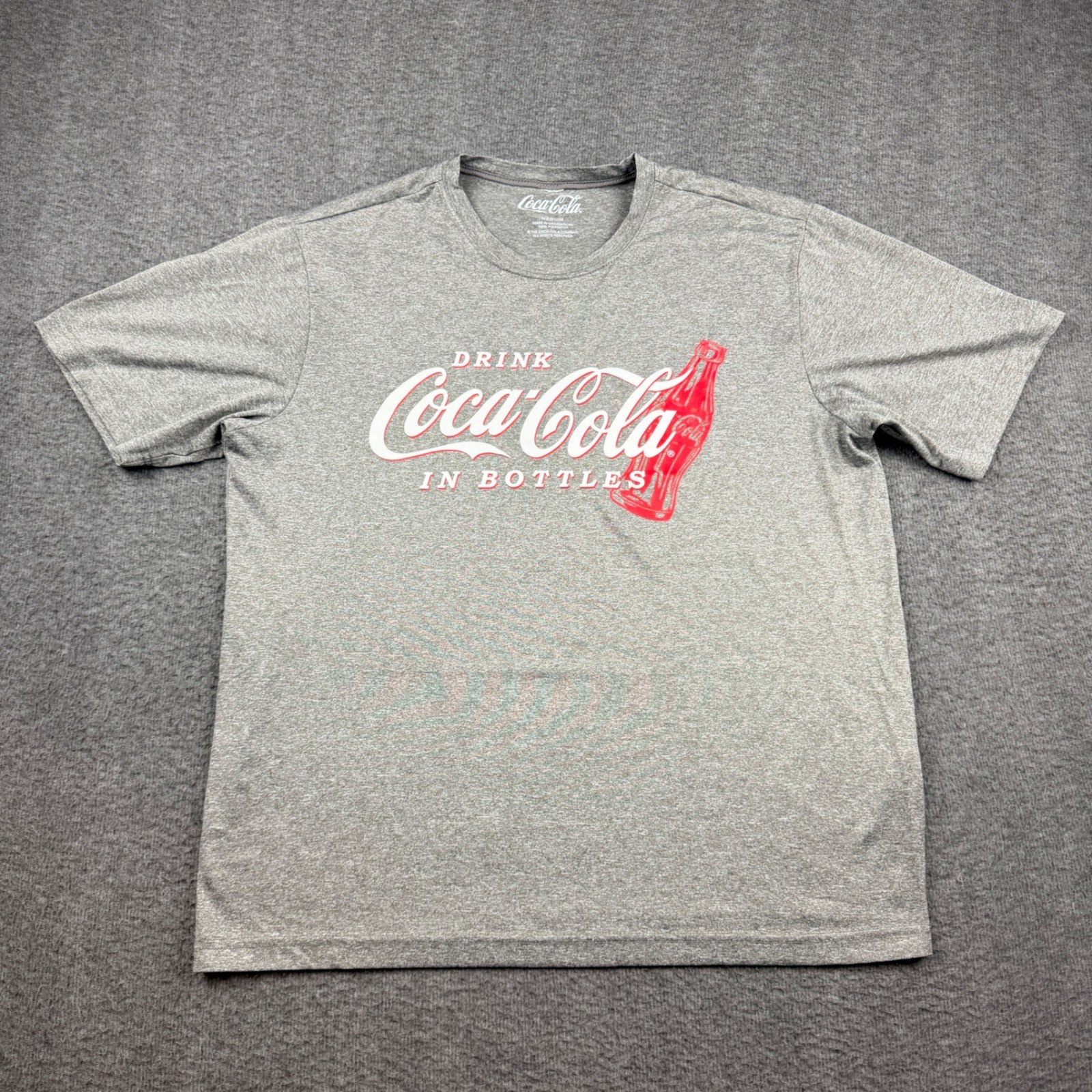 Coca Cola Mens T-Shirt Grey Graphic Tee Drink Coca-Cola In Bottles Medium