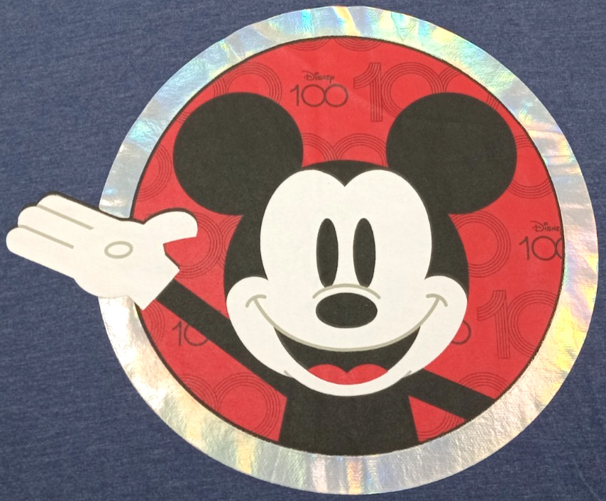 Disney Mickey Mouse Men's Large T-Shirt 100 Years Of Wonder Logo Heather Blue gallery
