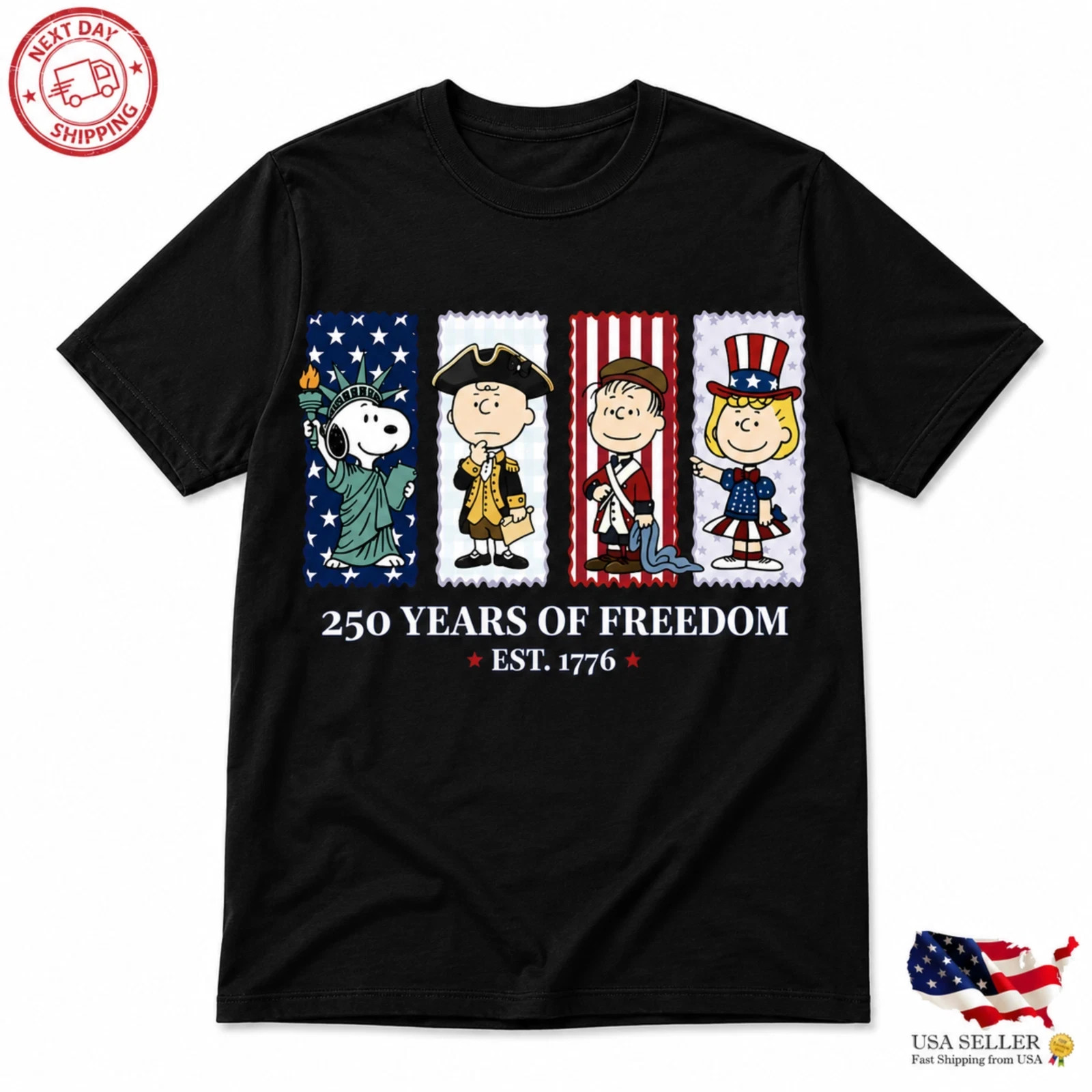 Cartoon America 250 Tee Peanuts Fan July 4th Patriotic Celebration Shirt gallery