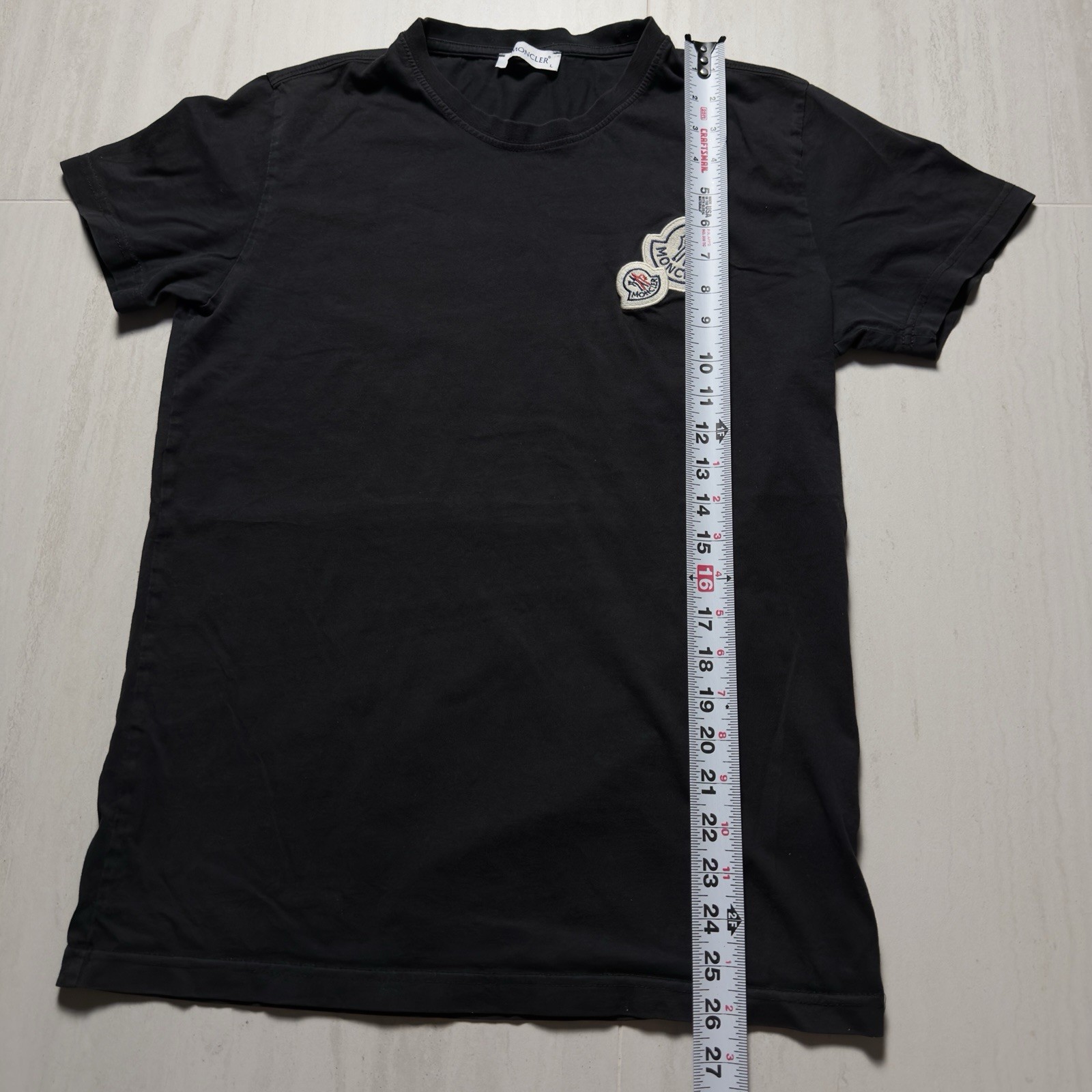 Moncler Maglia T-Shirt Double Big Logo Cut Size Tag Measures 19x26 Faded Large gallery