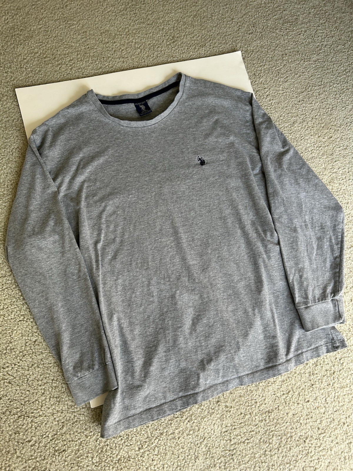 U.S. Polo Assn. Men’s XXL Gray Solid Logo Crew Neck Long Sleeve Knit T-Shirt