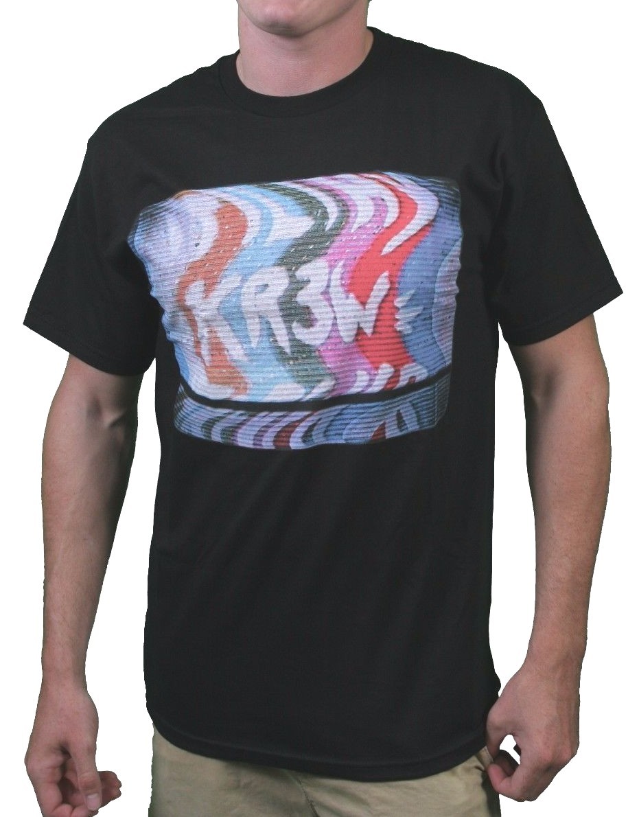 KR3W Skateboarding Mens Black Static Noise Wall Art Regular T-shirt K52594 NWT