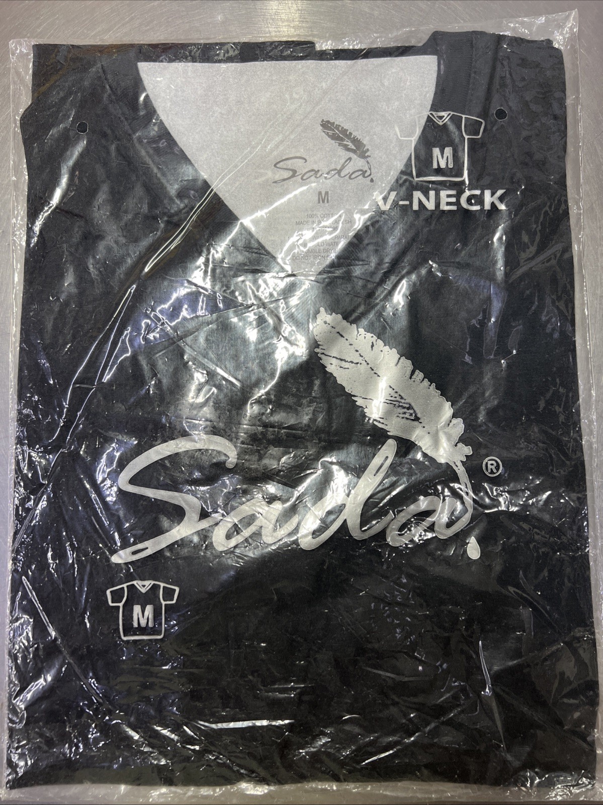 Sada Shirt Short Sleeve V Neck Black Color Medium Sized Can Be Mix N Match S-6x