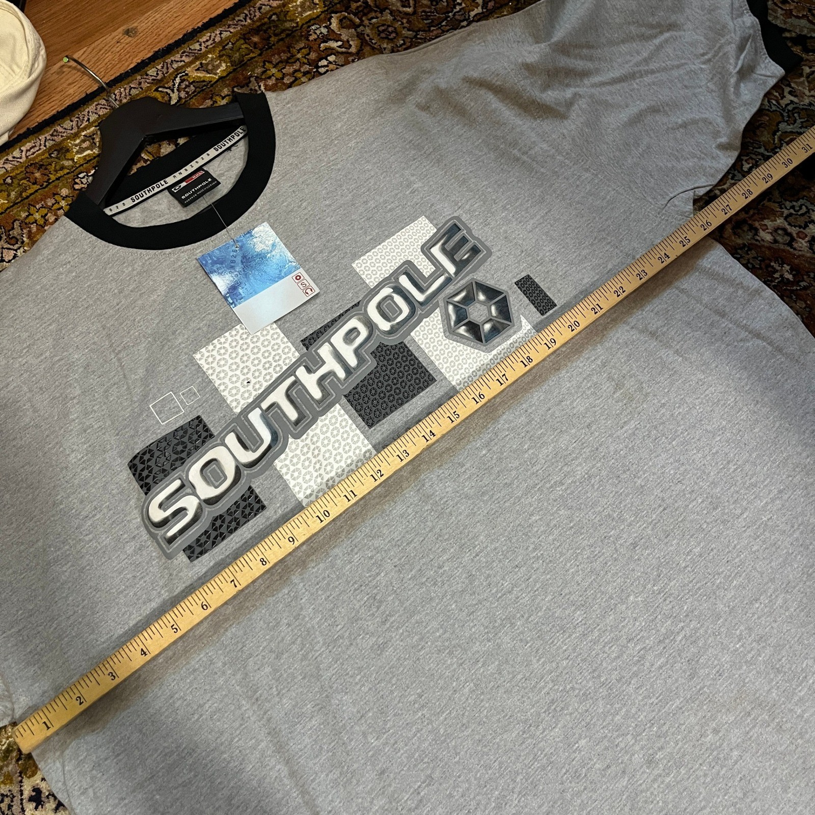 NWT VTG Y2k Southpole Mens XXL Gray Ringer Shirt Short Sleeve Streetwear Hip Hop gallery