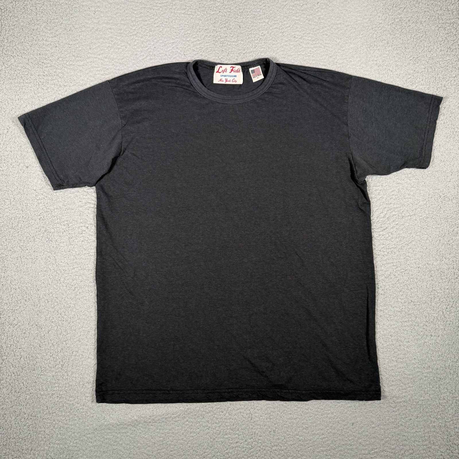 Left Field Sportswear NYC Shirt Mens XL Black Hemp Casual Preppy Tee USA Made
