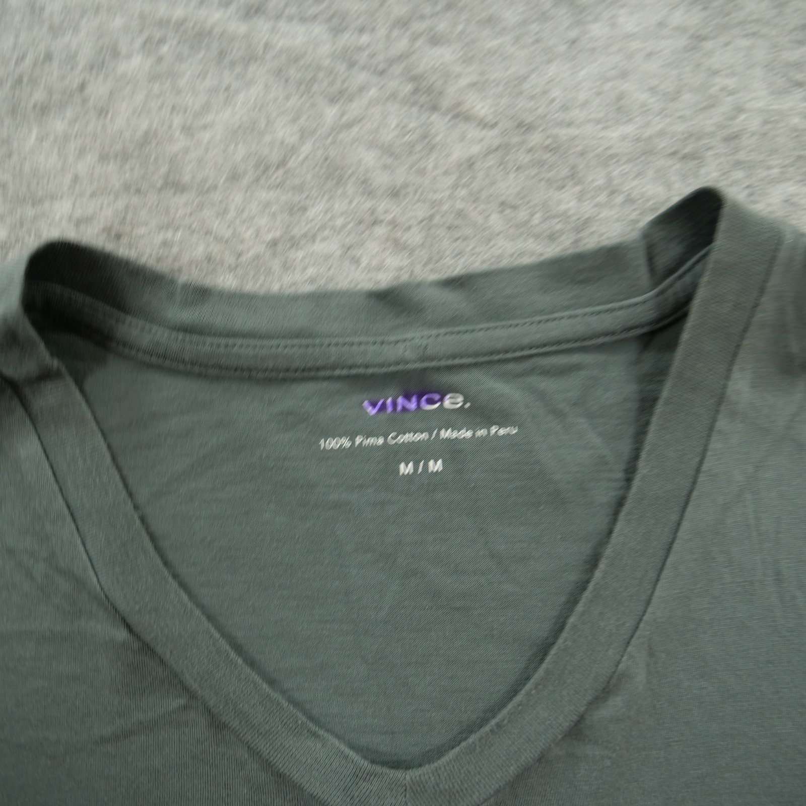 Vince Shirt Mens Medium Gray V Neck Short Sleeve Pima Cotton Casual gallery