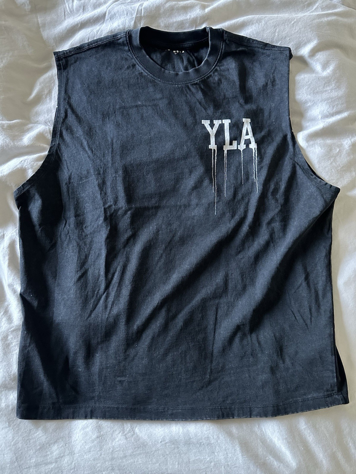 Mens YoungLA 3031 Drip Muscle Tank Top Sleeveless Cut Off - Black Wash Size L gallery