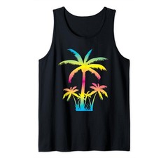 Palm Tree Summer Travel Beach Rainbow Summer Vacation Tank Top