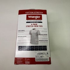 6-Pack WRANGLER Men’s Size Medium Stretch Crew Tees Short Sleeve Cotton White