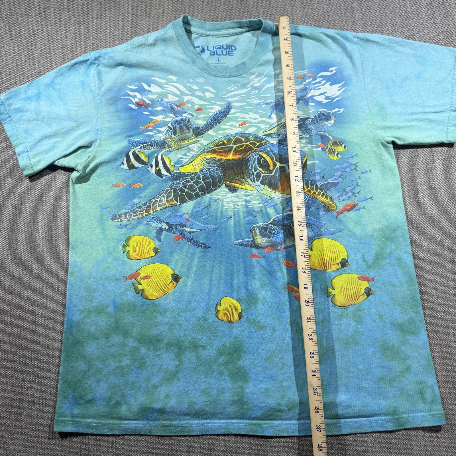 Liquid Blue Shirt Mens Large Blue Sea Turtle Ocean Fish Graphic Tie Dye Tee gallery