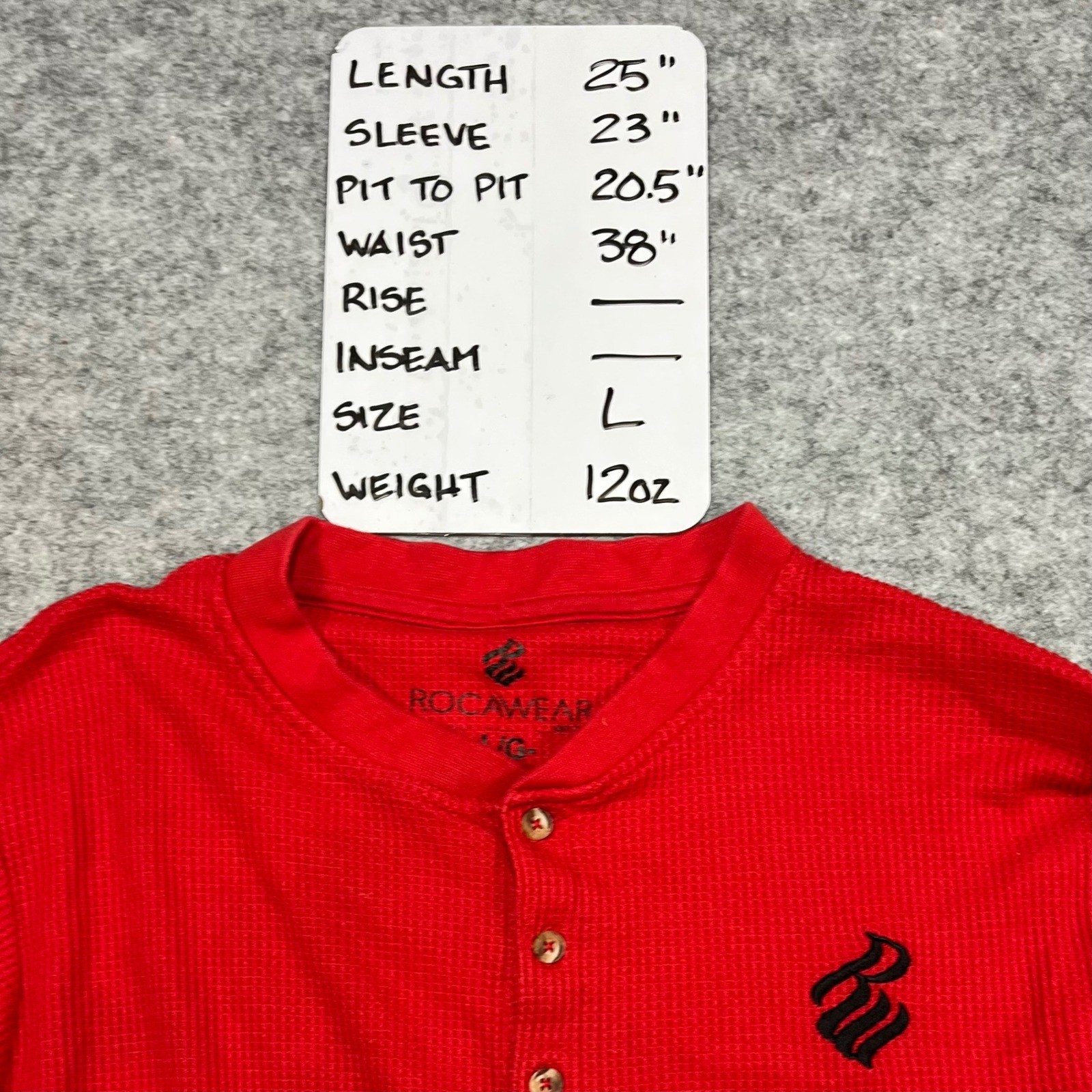 Rocawear Mens Red Long Sleeve Thermal Henley Shirt Size Large gallery