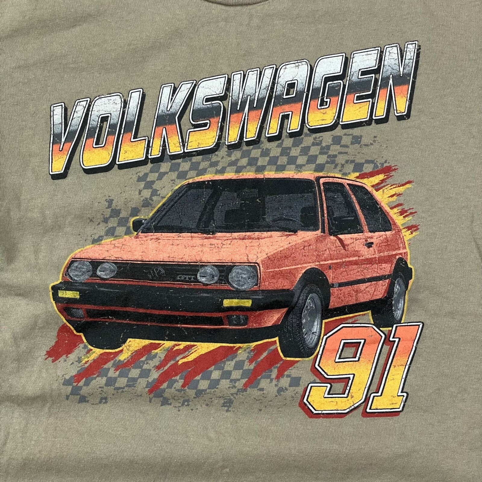 Volkswagen GTI T-Shirt Mens Medium Green '91 Golf Graphic Tee 90s Racing gallery