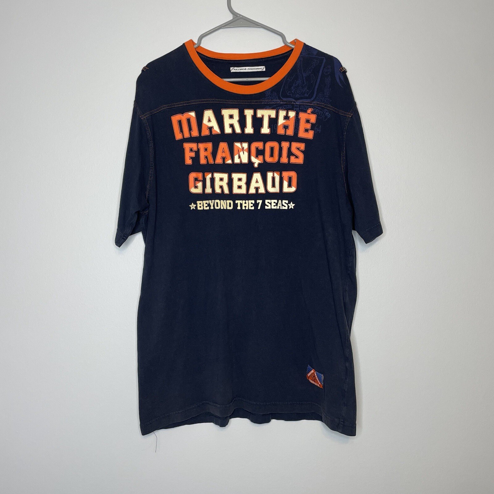 VTG 00s Y2K Marithe Francois Girbaud Blue T Shirt M+FG 7 Seas Men’s Size Large