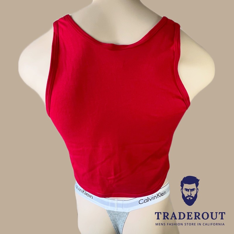 H.E.Arts custom LIFEGUARD custom print men red super short crop tank top gallery