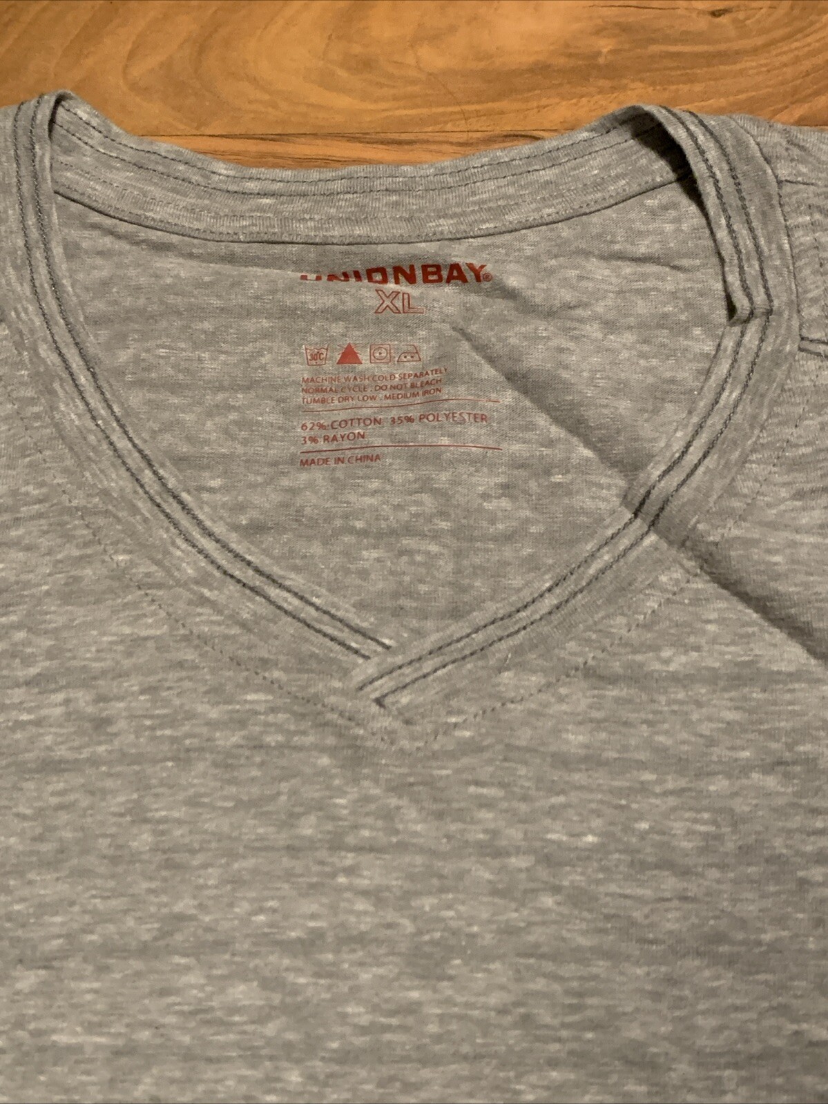UNIONBAY (XL) Young Men's Light Weight V-Neck Short Sleeve Tee TShirt Gray Alkal gallery