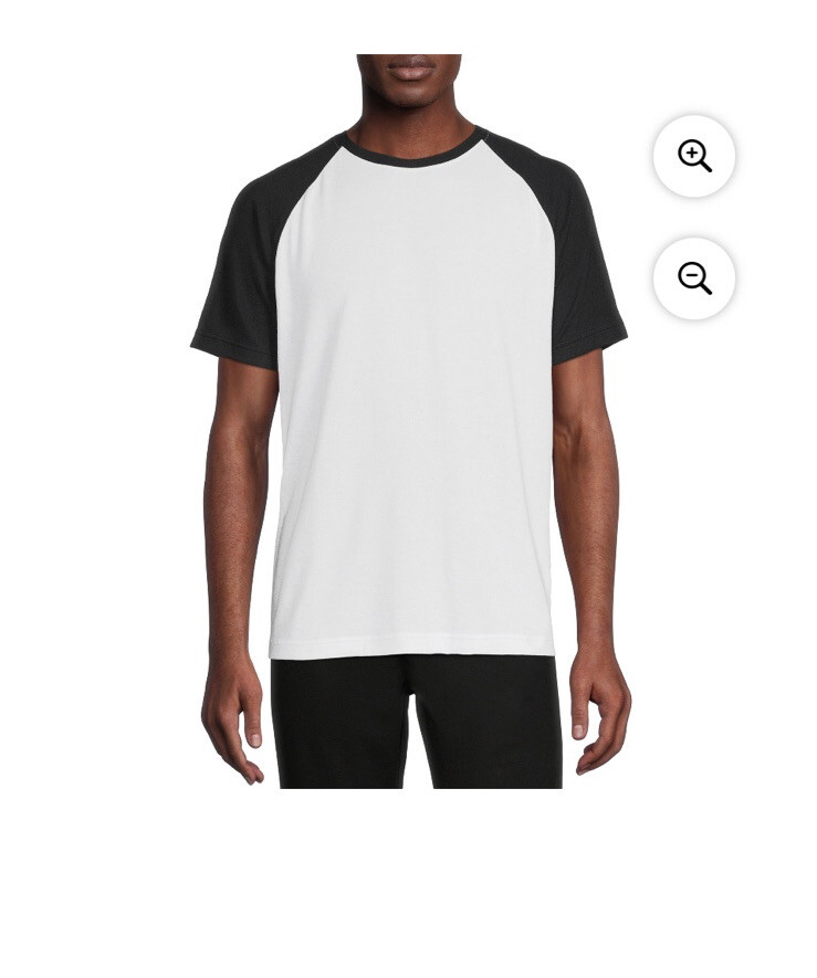 George Men's White & Black Semi-Fitted Pullover Raglan Short Sleeves T- Shirt gallery
